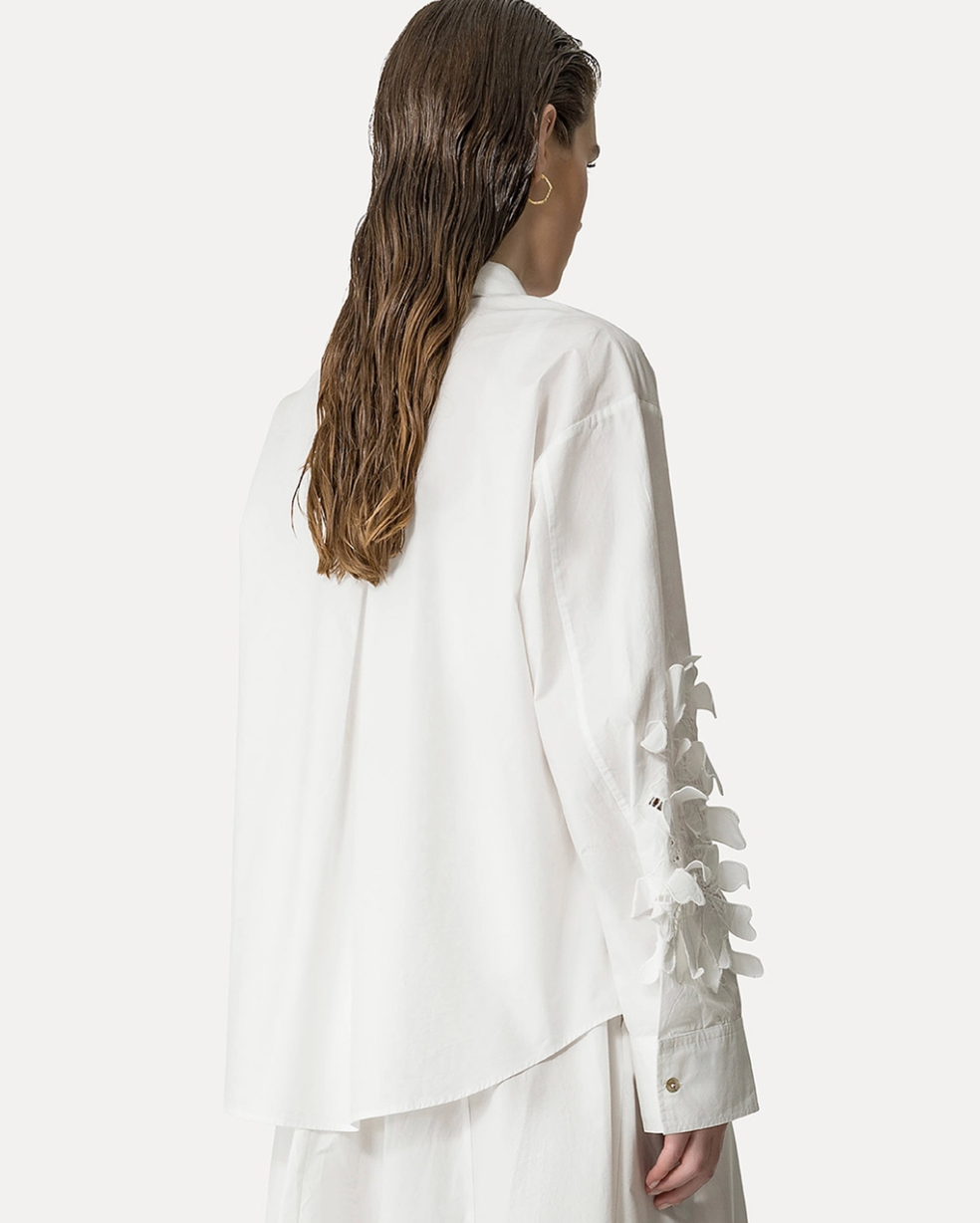Fleur Poplin Shirt-Clothing-Forte Forte-White-0-Mercantile Portland