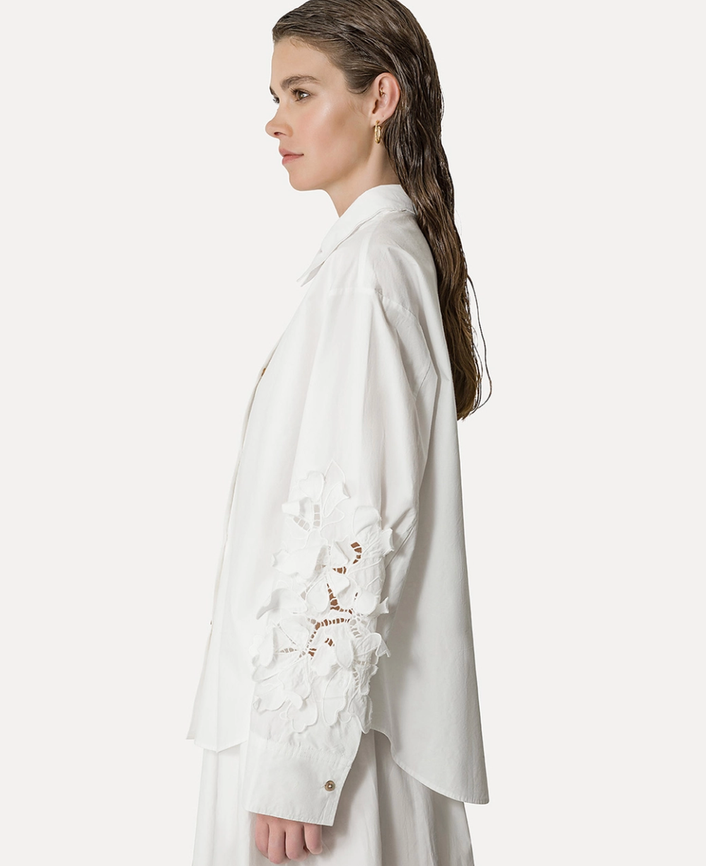 Fleur Poplin Shirt-Clothing-Forte Forte-White-0-Mercantile Portland