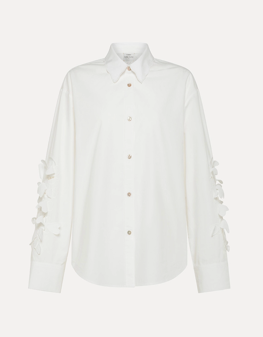 Fleur Poplin Shirt-Clothing-Forte Forte-White-0-Mercantile Portland