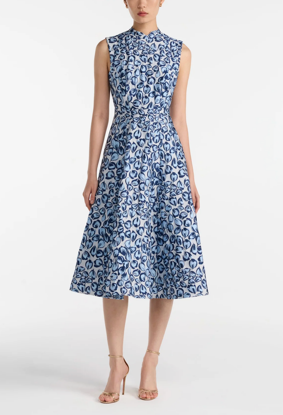 Flora Dress in Porcelain Blues-Dresses-Saloni-Porcelain Blues-4-Mercantile Portland