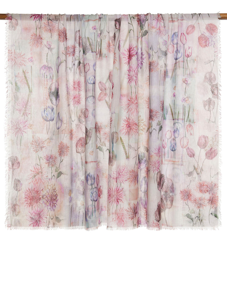 Floral "Astrid" Cashmere/Silk Scarf-Scarves-Alonpi-OS-Mercantile Portland
