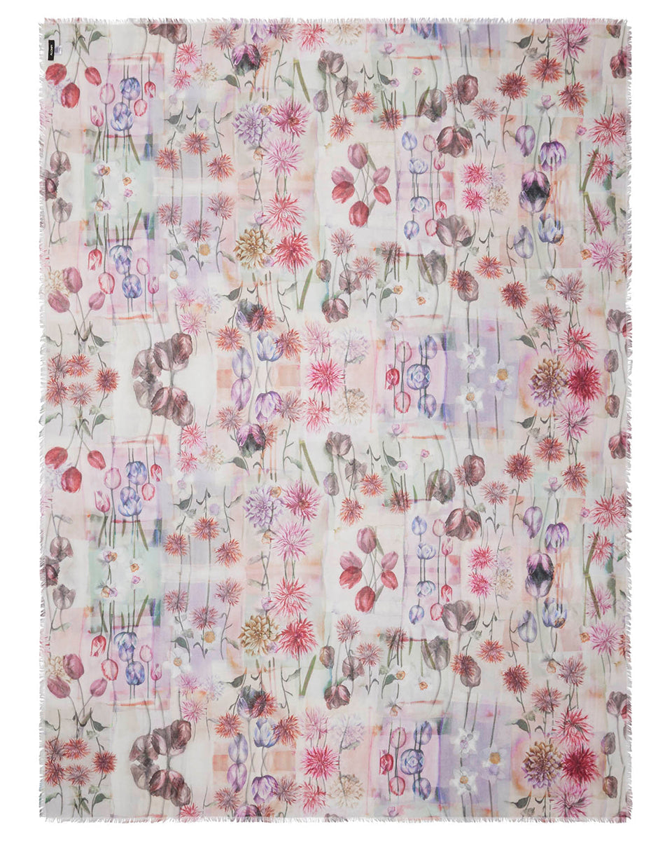 Floral "Astrid" Cashmere/Silk Scarf-Scarves-Alonpi-OS-Mercantile Portland