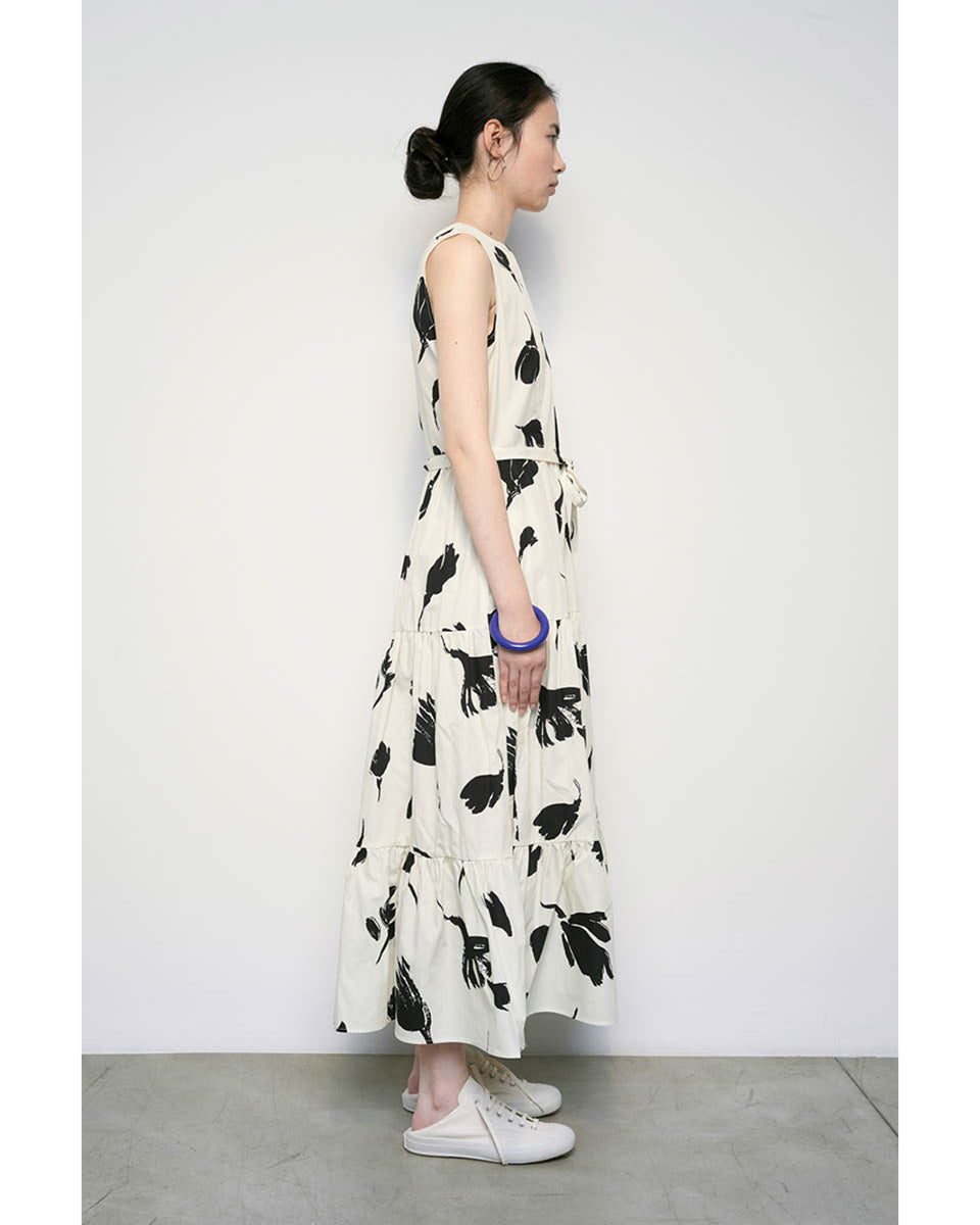 Floral Dress with Belt-Dresses-Meimeij-White Multi • Meimeij-36-Mercantile Portland