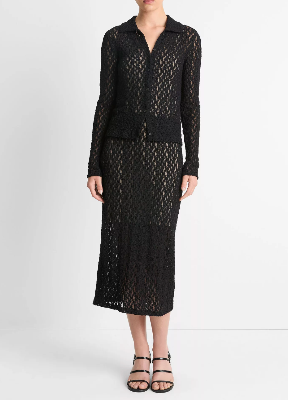 Floral Smocked Long-Sleeve Button-Up Top-Clothing-Vince-Black-XXS-Mercantile Portland