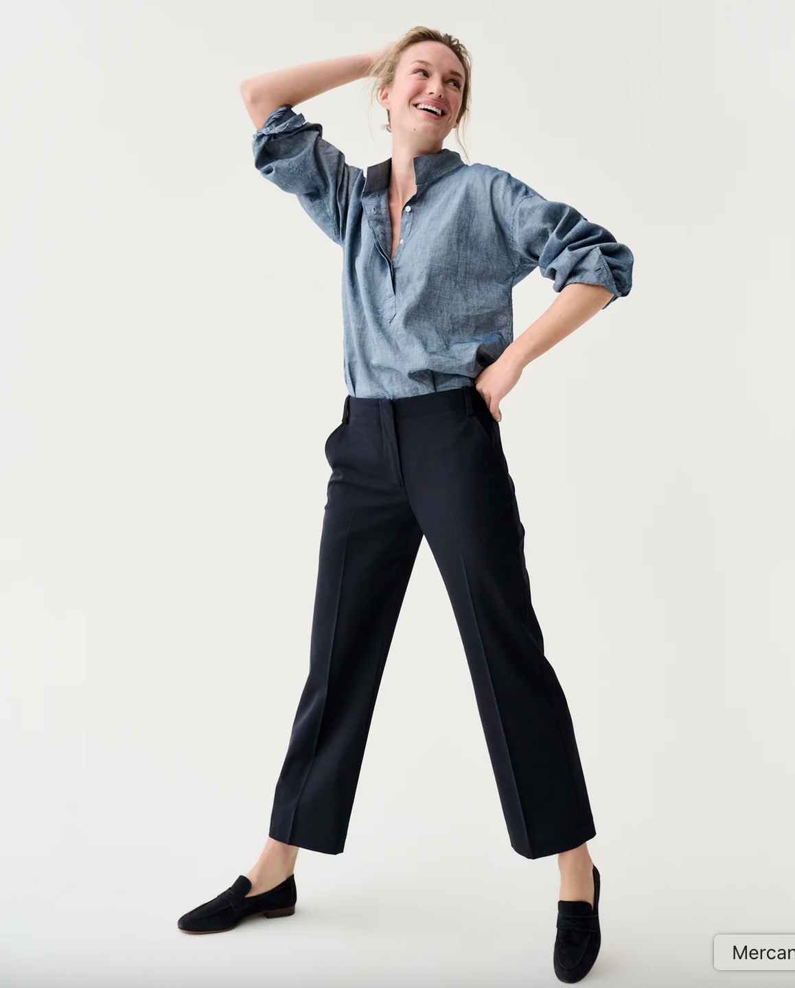 Frankie Crop Pant in Tropical Wool Navy-Pants-Mashburn-Navy-0-Mercantile Portland