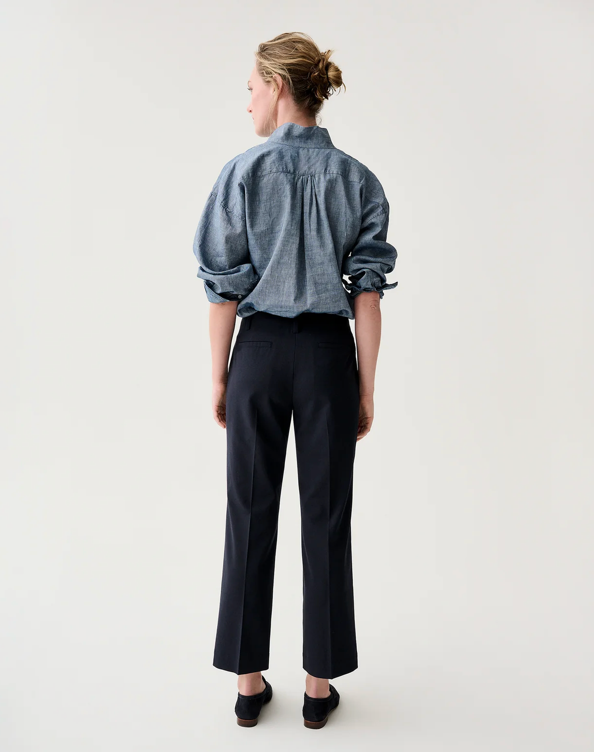 Frankie Crop Pant in Tropical Wool Navy-Pants-Mashburn-Navy-0-Mercantile Portland