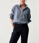 Frankie Crop Pant in Tropical Wool Navy-Pants-Mashburn-Navy-0-Mercantile Portland