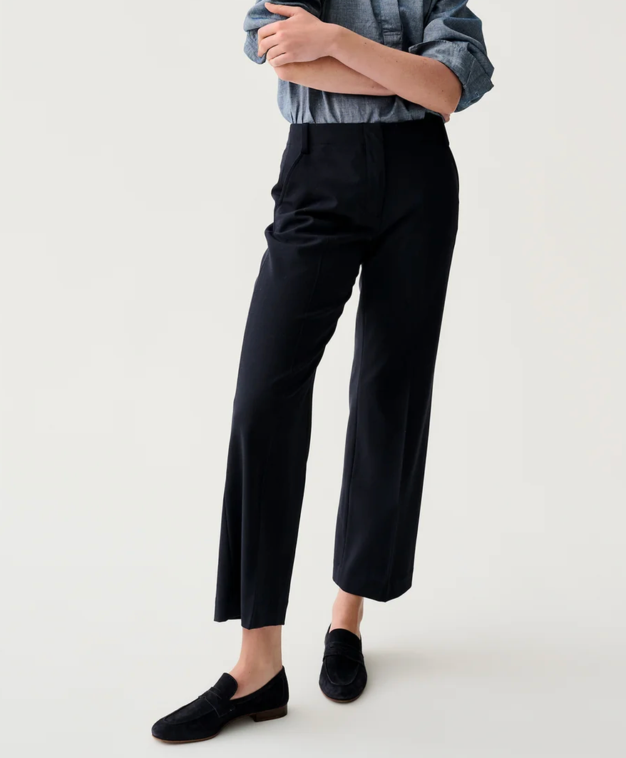 Frankie Crop Pant in Tropical Wool Navy-Pants-Mashburn-Navy-0-Mercantile Portland