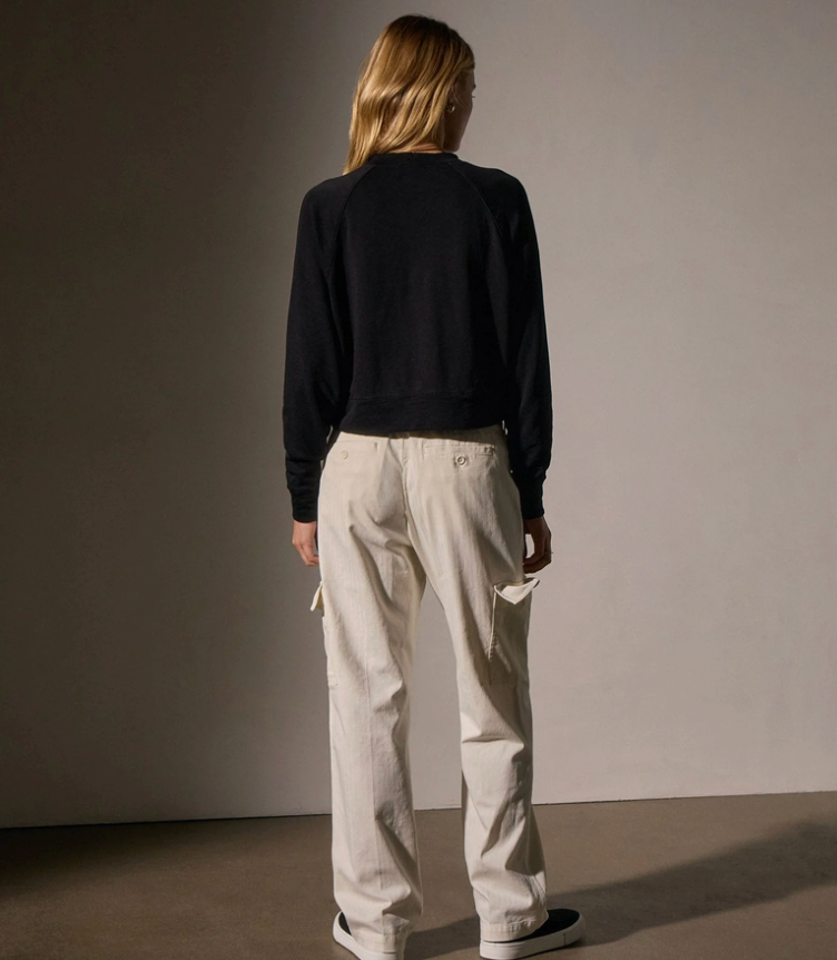 French Terry Cropped Mock Neck-Tops-James Perse-Black-1-Mercantile Portland