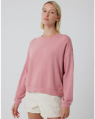 French Terry Long Sleeve Relaxed Pullover Crewneck-Sweaters-Majestic Filatures-Rose-1-Mercantile Portland