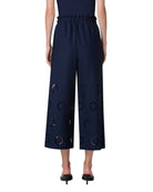 Frey Cotton Drawstring Pants with Circle Eyelet Embroidery-Pants-Akris Punto-Navy-2-Mercantile Portland