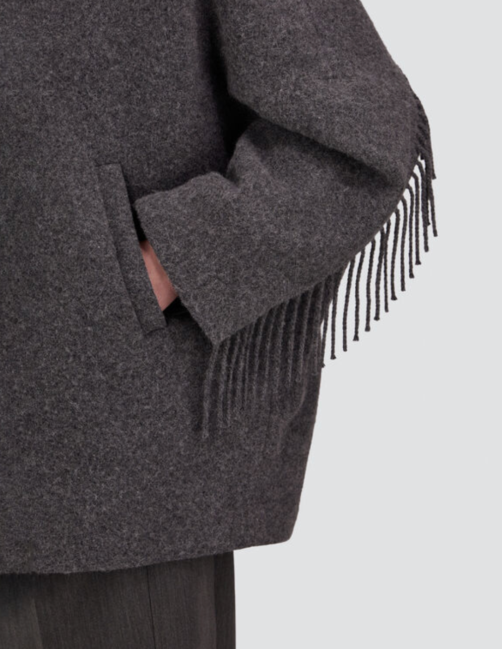 Fringed Alpaca Jacket with Quilted Bib-Outerwear-Herno-IRON-36-Mercantile Portland