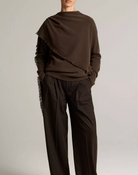 Fringed Draped-Shawl Sweater in Pinewood-Sweaters-Vince-Pinewood-XXS-Mercantile Portland