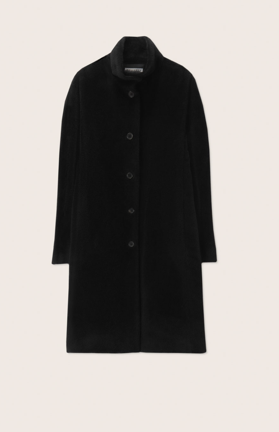 Funnel Neck Coat with Stand -Up Collar-Clothing-Rosso35-Black-38-Mercantile Portland