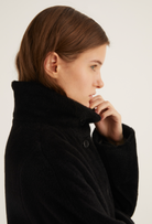 Funnel Neck Coat with Stand -Up Collar-Clothing-Rosso35-Black-38-Mercantile Portland