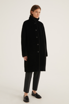 Funnel Neck Coat with Stand -Up Collar-Clothing-Rosso35-Black-38-Mercantile Portland