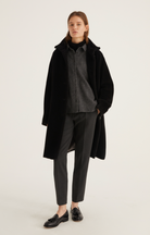 Funnel Neck Coat with Stand -Up Collar-Clothing-Rosso35-Black-38-Mercantile Portland