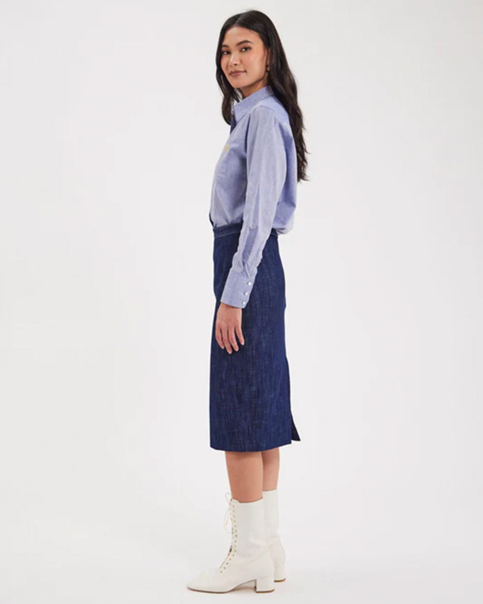 Gabriela Skirt-Clothing-Ines de la Fressange-Blue Jean • Ines de la Fressange-34-Mercantile Portland