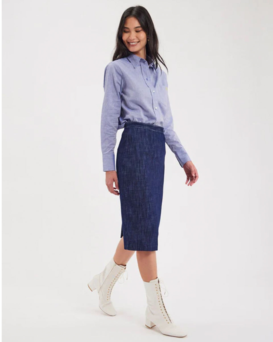 Gabriela Skirt-Clothing-Ines de la Fressange-Blue Jean • Ines de la Fressange-34-Mercantile Portland