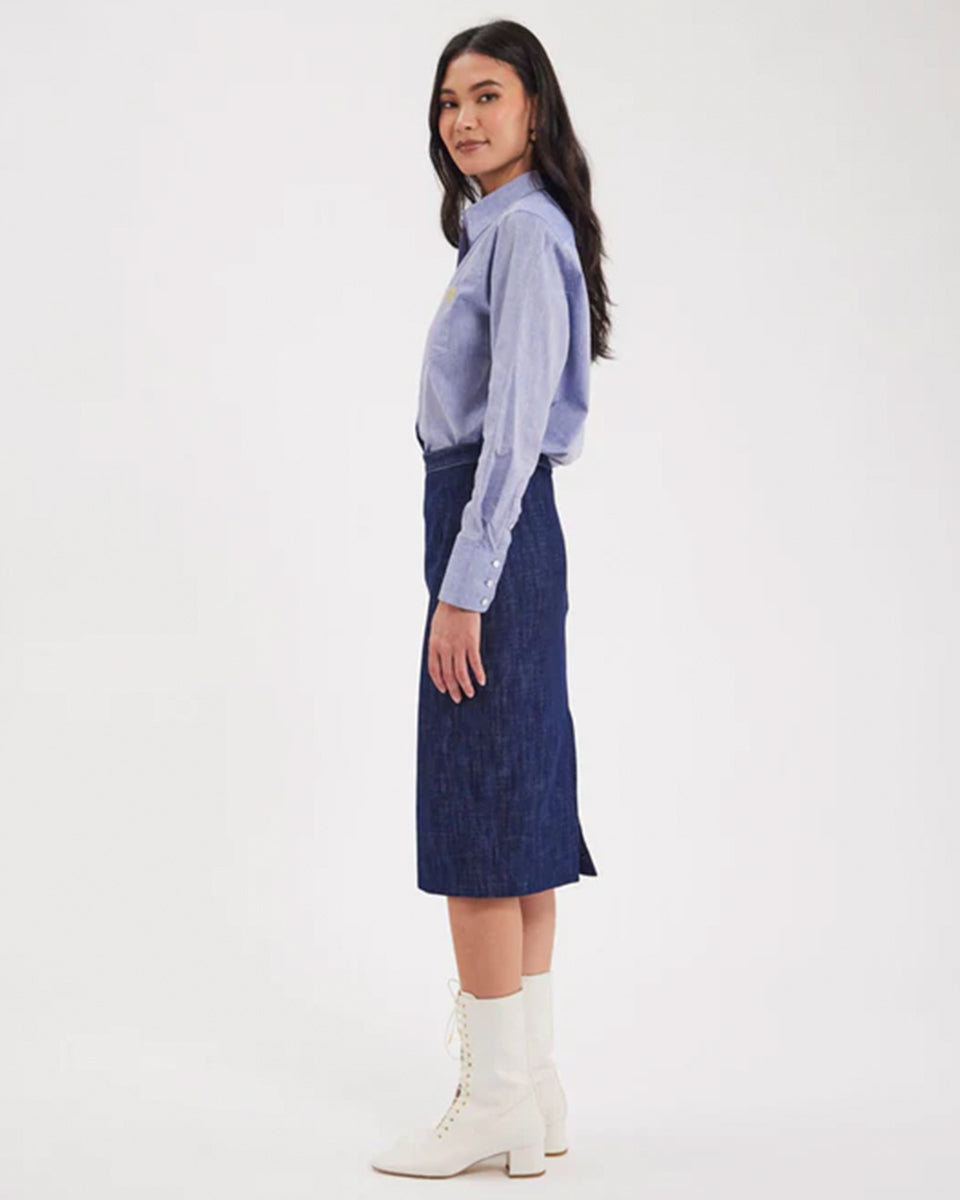 Gabriela Skirt-Skirts-Ines de la Fressange-Blue Jean • Ines de la Fressange-34-Mercantile Portland