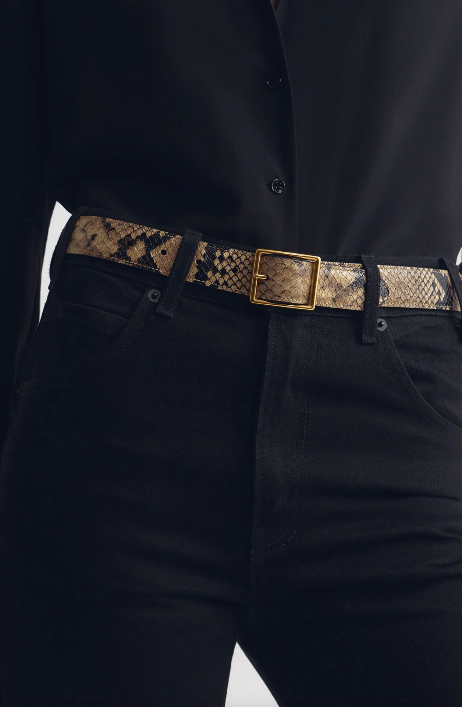 Gabriele Belt-Belts-Nili Lotan-OS-Taupe Snakeskin w/gold buckle-Mercantile Portland