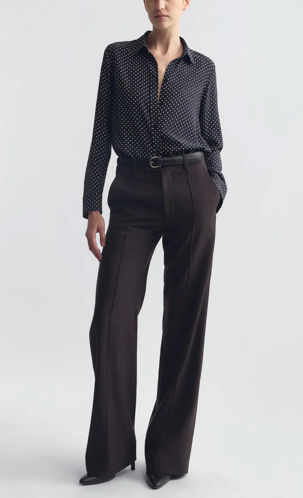 Gaia Slim Silk Shirt in Obsidian-Shirts-Nili Lotan-ATD-L-Mercantile Portland