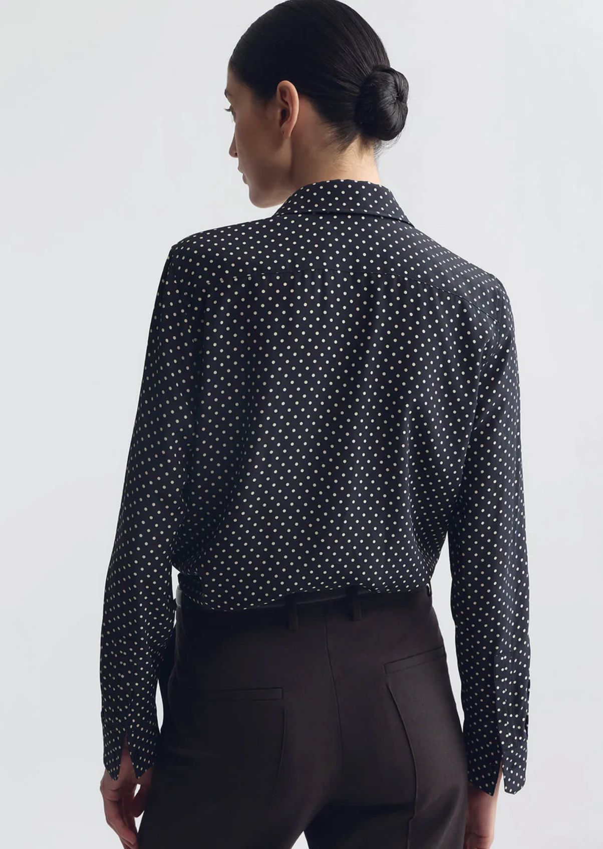 Gaia Slim Silk Shirt in Obsidian-Shirts-Nili Lotan-ATD-L-Mercantile Portland
