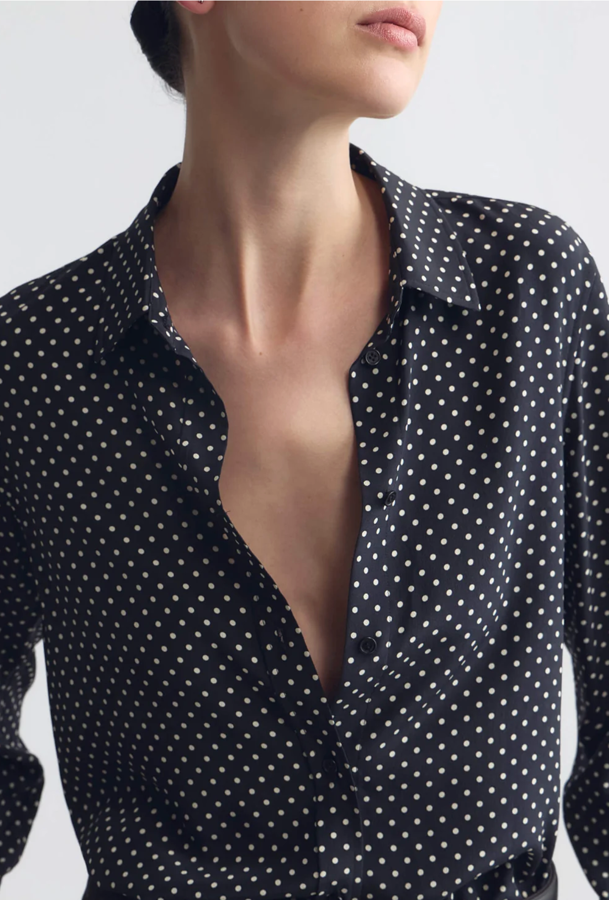 Gaia Slim Silk Shirt in Obsidian-Shirts-Nili Lotan-ATD-L-Mercantile Portland