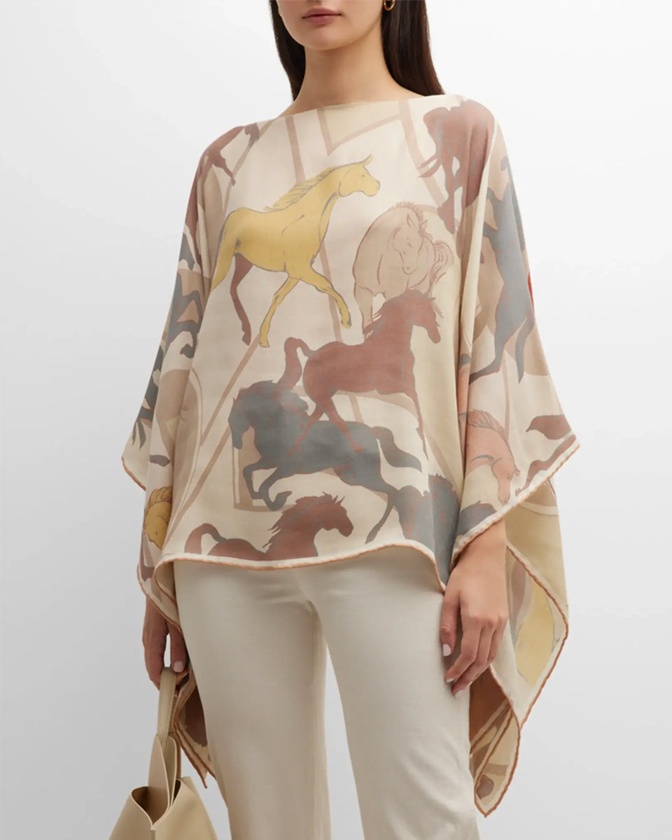 Galloping Cashmere Printed Poncho – Multicolor-Accessories-Rani Arabella-OS-Mercantile Portland