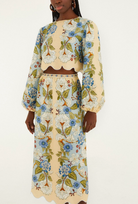 Garden Scarf Midi Skirt-Skirts and Shorts-Farm Rio-Cream / Blue-XS-Mercantile Portland