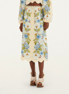 Garden Scarf Midi Skirt-Skirts and Shorts-Farm Rio-Cream / Blue-XS-Mercantile Portland