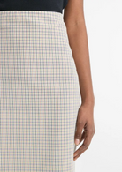 Gardener's Check Cotton Pencil Skirt-Clothing-Vince-Stone/ Tan-00-Mercantile Portland