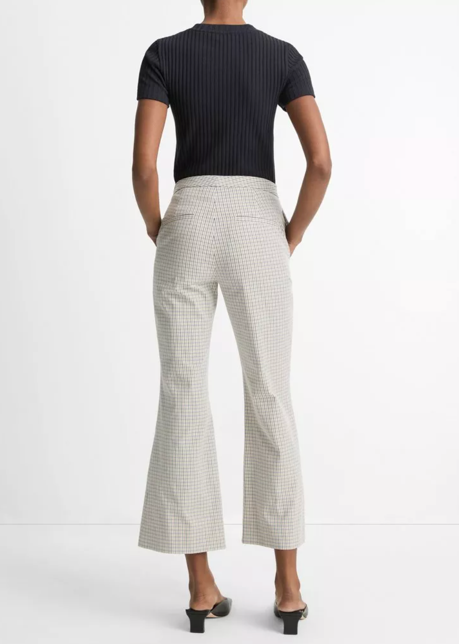 Gardener's Check Crop Flare Trouser-Clothing-Vince-Stone / Tan-00-Mercantile Portland