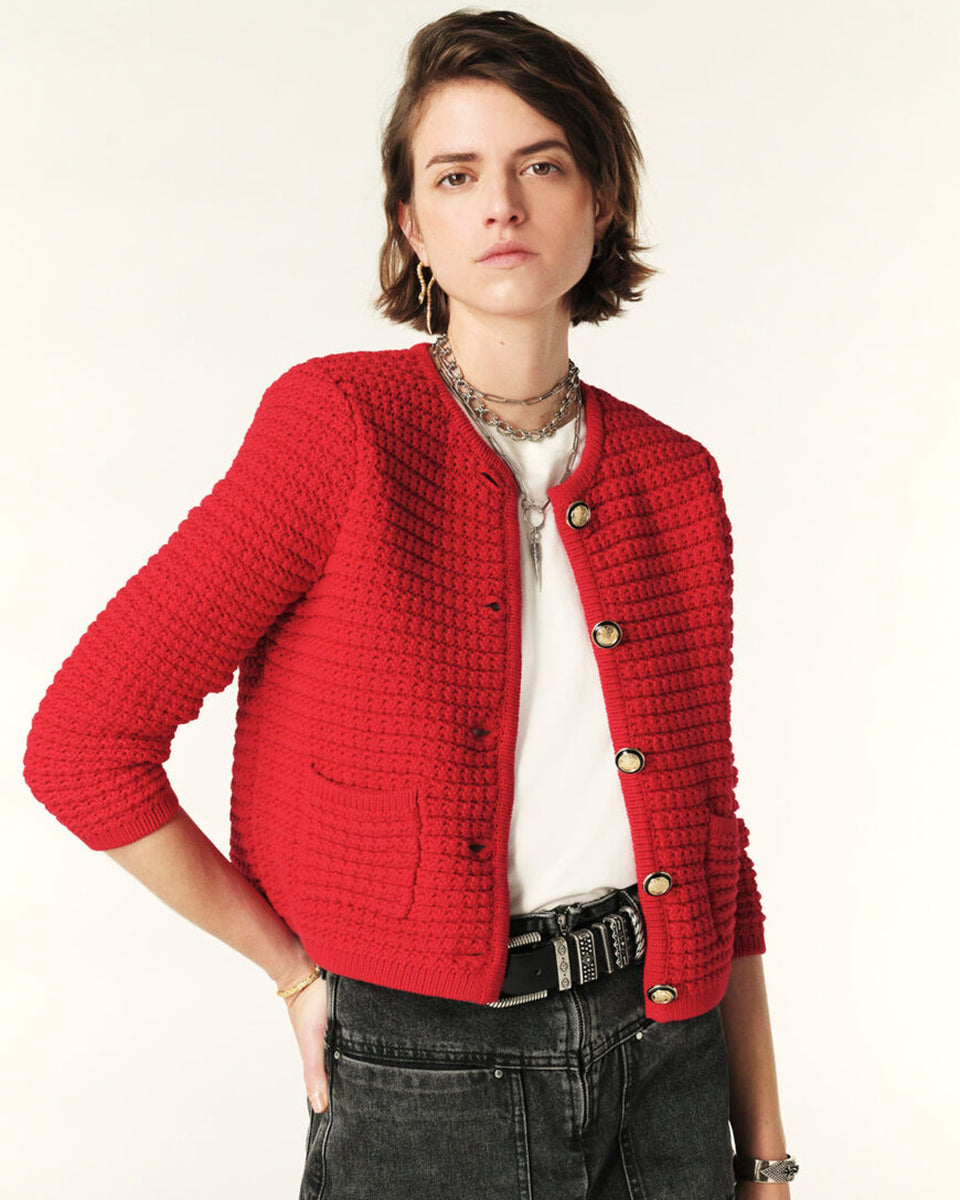 Gaspard Knitted Cardigan-Sweaters-ba&sh-Red-0-Mercantile Portland