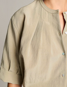 Gathered A-Line Shirt in Salted Moss-Shirts-Vince-Salted Moss-XXS-Mercantile Portland