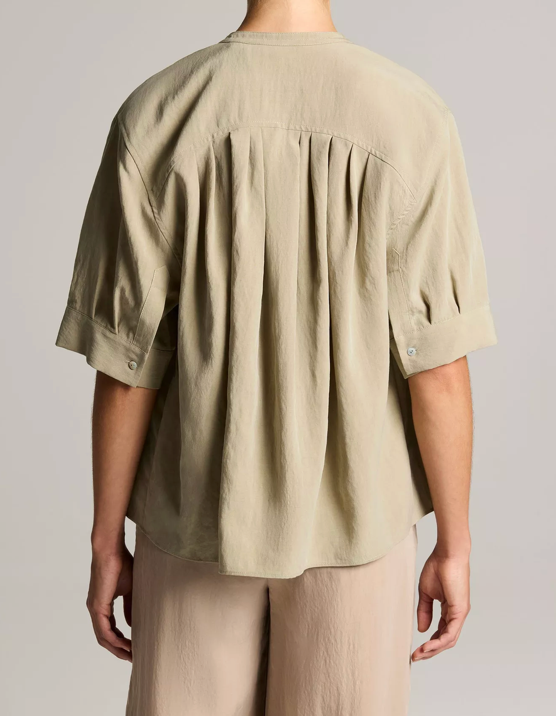 Gathered A-Line Shirt in Salted Moss-Shirts-Vince-Salted Moss-XXS-Mercantile Portland