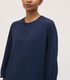 Gathered Neck Shift Dress-Dresses-Rosso35-Deep Ocean-38-Mercantile Portland