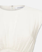 Gathered Seam Lace Inset Dress-Dresses-Frame-White-XXS-Mercantile Portland