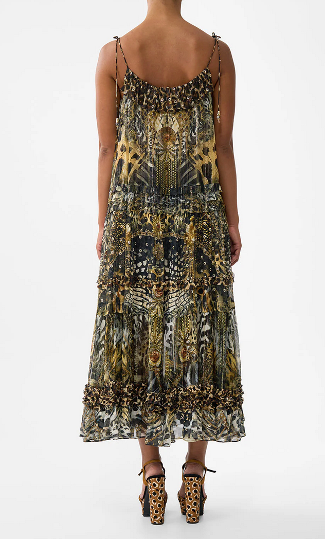 Gathered Tiered Dress with Frill Detail-Dresses-Camilla-Feline Folklore-XS-Mercantile Portland