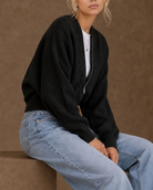 Gayle Full-Zip Cardigan in Black Cashmere-Sweaters-27 Miles-Black-XS-Mercantile Portland