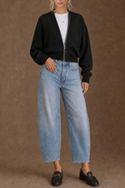 Gayle Full-Zip Cardigan in Black Cashmere-Sweaters-27 Miles-Black-XS-Mercantile Portland