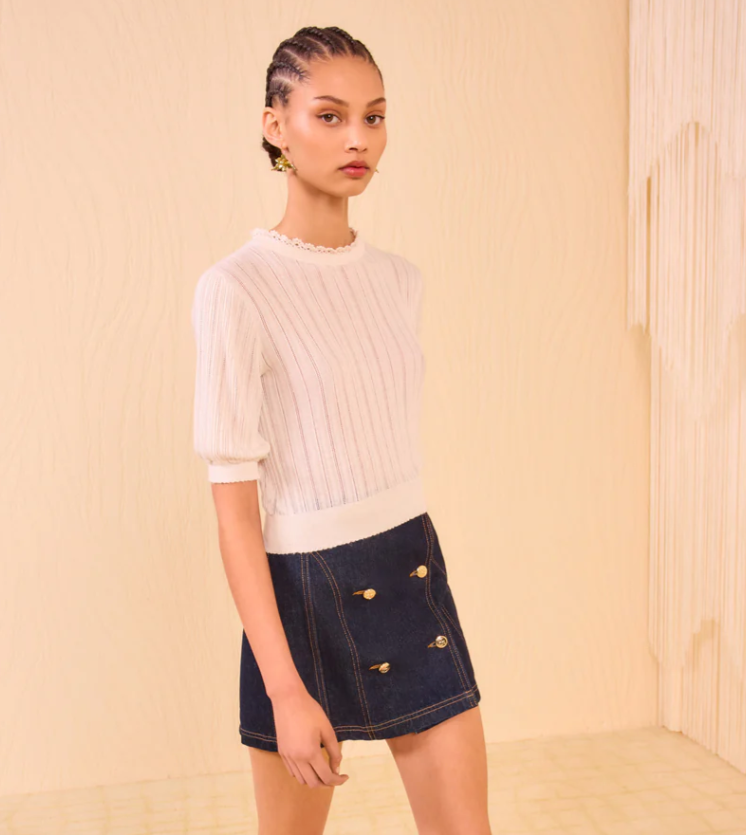 Gemma Short Sleeve Knit Top-Shirts-Ulla Johnson-Pristine-P-Mercantile Portland