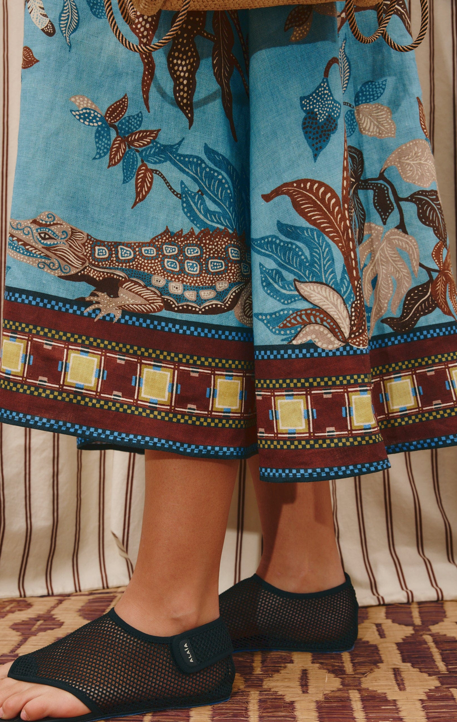 Georgie Midi Linen Dress-Dresses-Alémais-Animals on Blue-4-Mercantile Portland