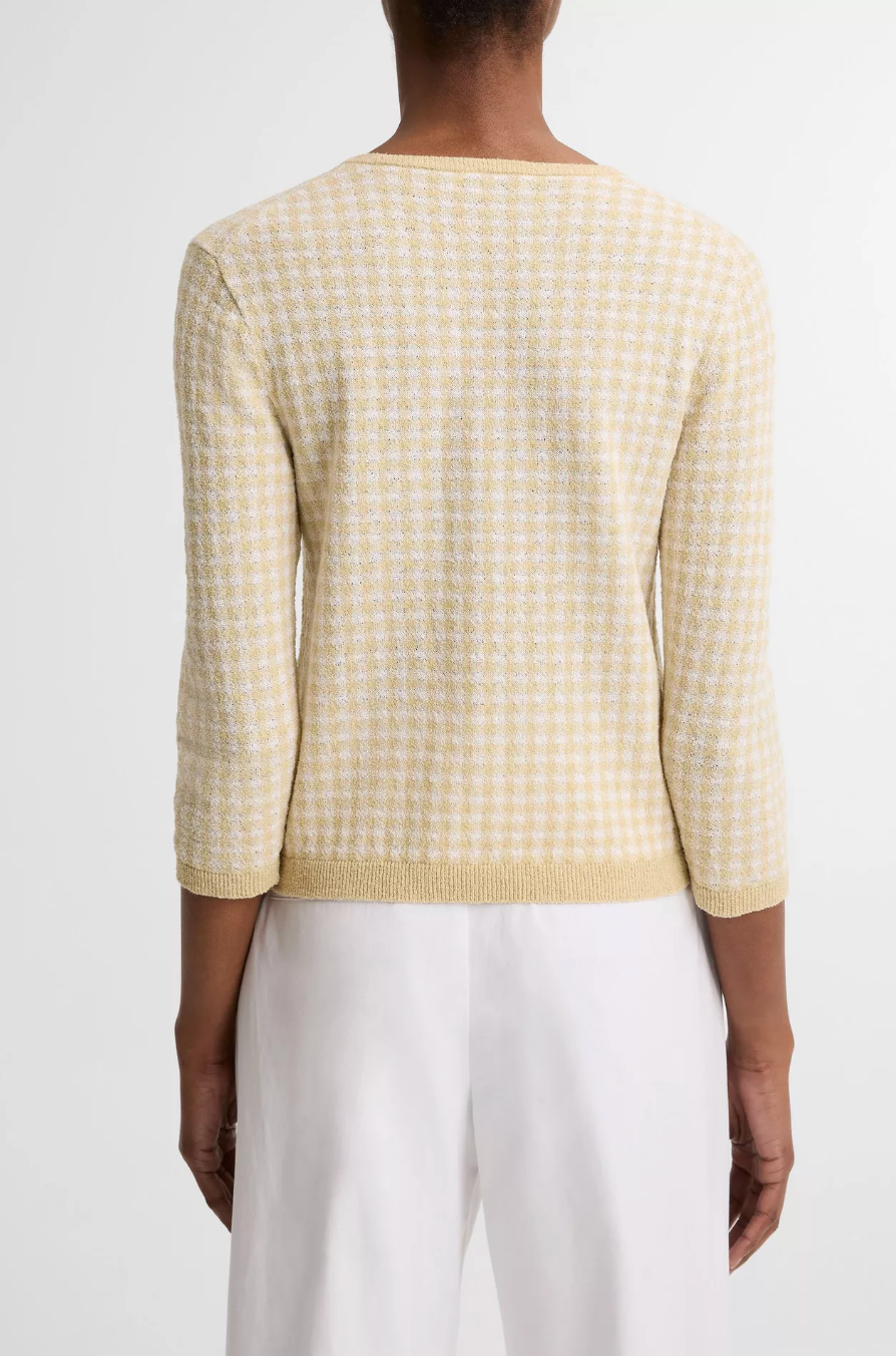 Gingham Italian Wool-Blend Cardigan-staging-Vince-Off White/Maiz-XXS-Mercantile Portland