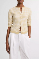 Gingham Italian Wool-Blend Cardigan-staging-Vince-Off White/Maiz-XXS-Mercantile Portland