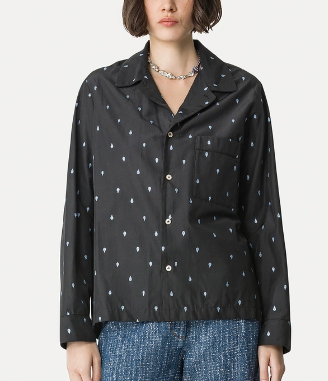 Glitter Taffeta PJ shirt in Black-Shirts-Forte Forte-Black-0-Mercantile Portland