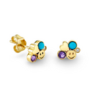 Gold Amethyst & Turquoise Iconography Cluster Stud-Jewelry-Sydney Evan-Yellow Gold-OS-Mercantile Portland