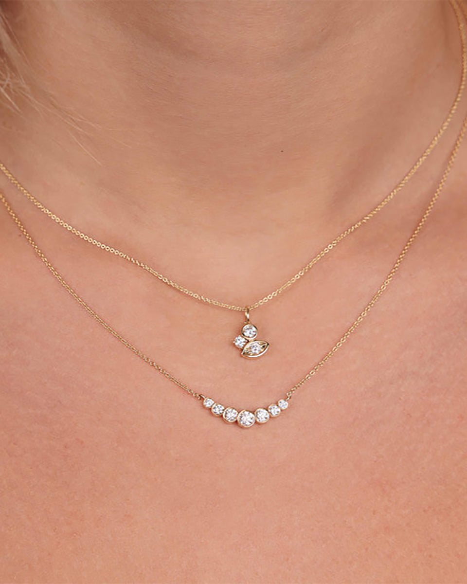 Gold and Diamond Graduated Bezel Necklace-Jewelry-Sydney Evan-OS-Mercantile Portland