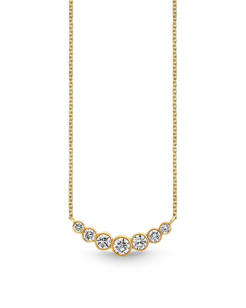 Gold and Diamond Graduated Bezel Necklace-Jewelry-Sydney Evan-OS-Mercantile Portland