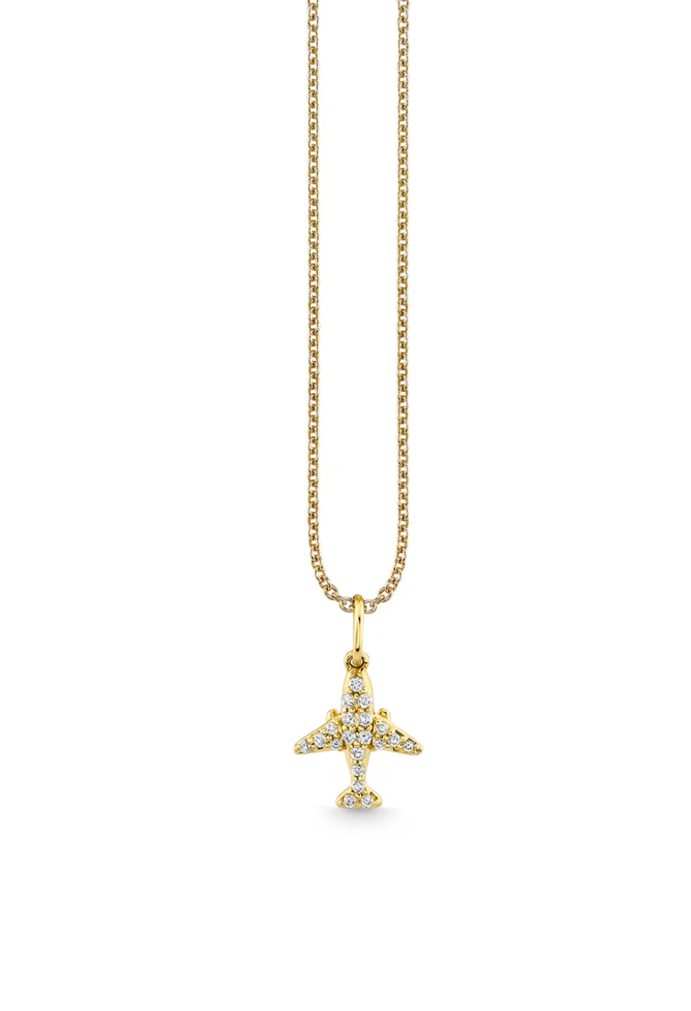 Gold & Diamond Airplane Charm on 18" chain-Accessories-Sydney Evan-Yellow Gold-OS-Mercantile Portland